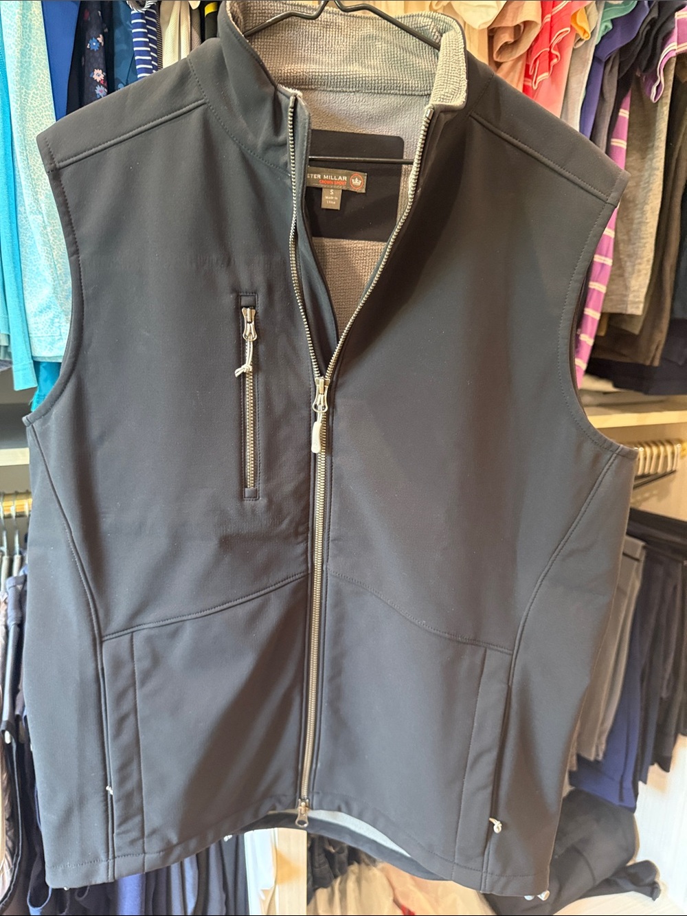 Peter Millar Black Softshell Zip-Up Vest